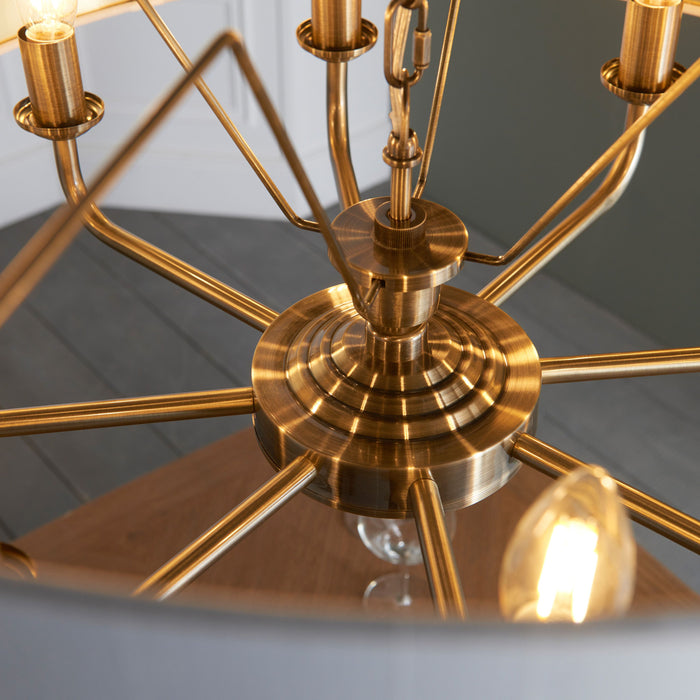 Highclere 8 Pendant in Antique Brass