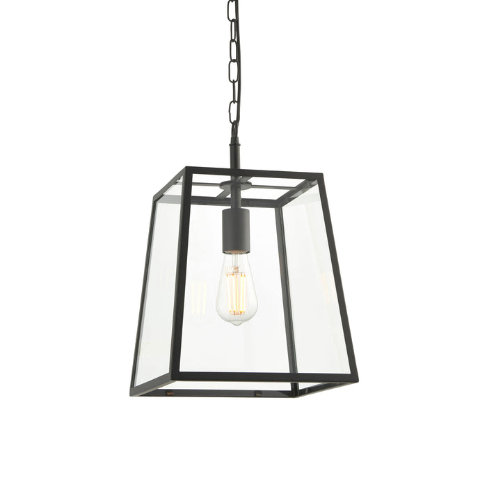 Classic Matt Black Box Lantern Pendant Light