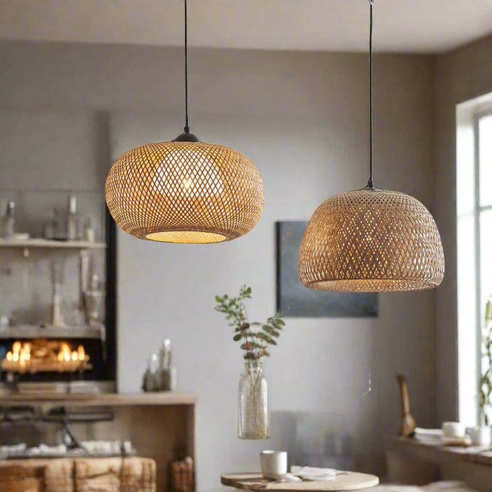 Natural Bali Rattan Dome Ceiling Pendant Light