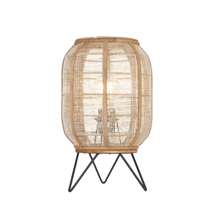 Zaire Black Metal & Natural Bamboo Table Lamp