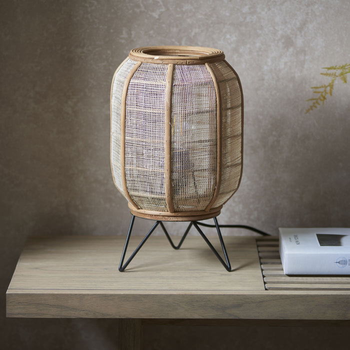 Zaire Black Metal & Natural Bamboo Table Lamp