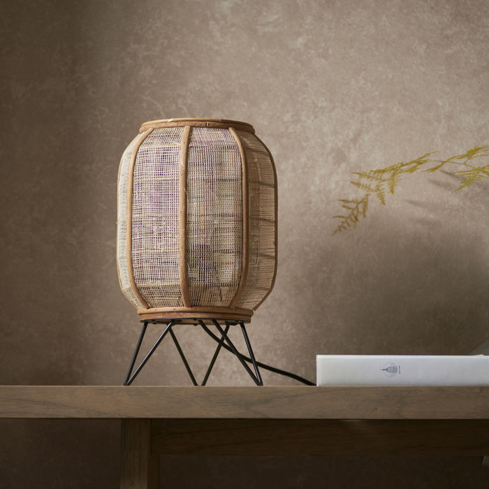 Zaire Black Metal & Natural Bamboo Table Lamp