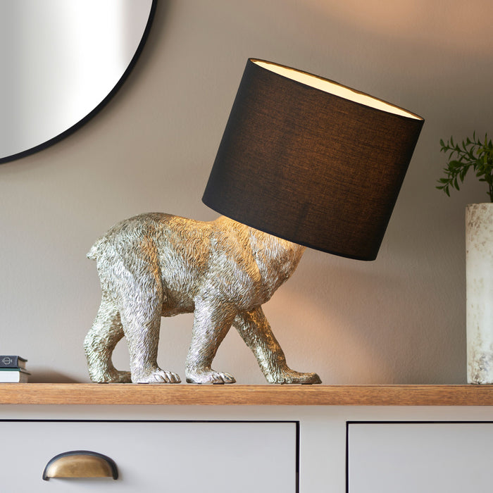 Barack Bear Table Lamp in Vintage Silver