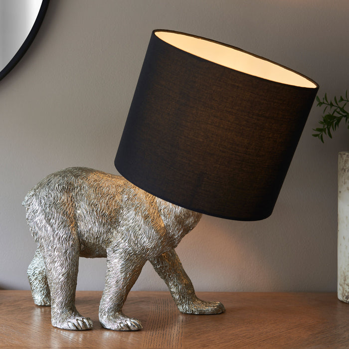 Barack Bear Table Lamp in Vintage Silver