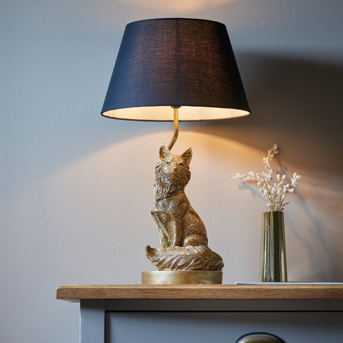 Gold & Black Fox Table Lamp