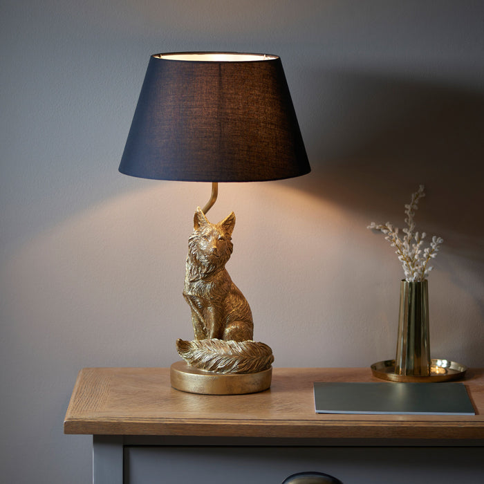 Gold & Black Fox Table Lamp