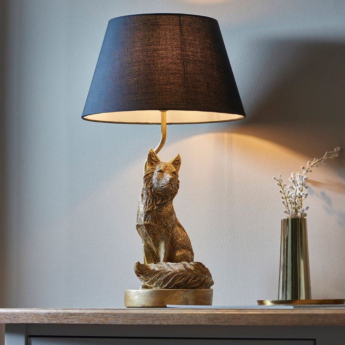 Gold & Black Fox Table Lamp