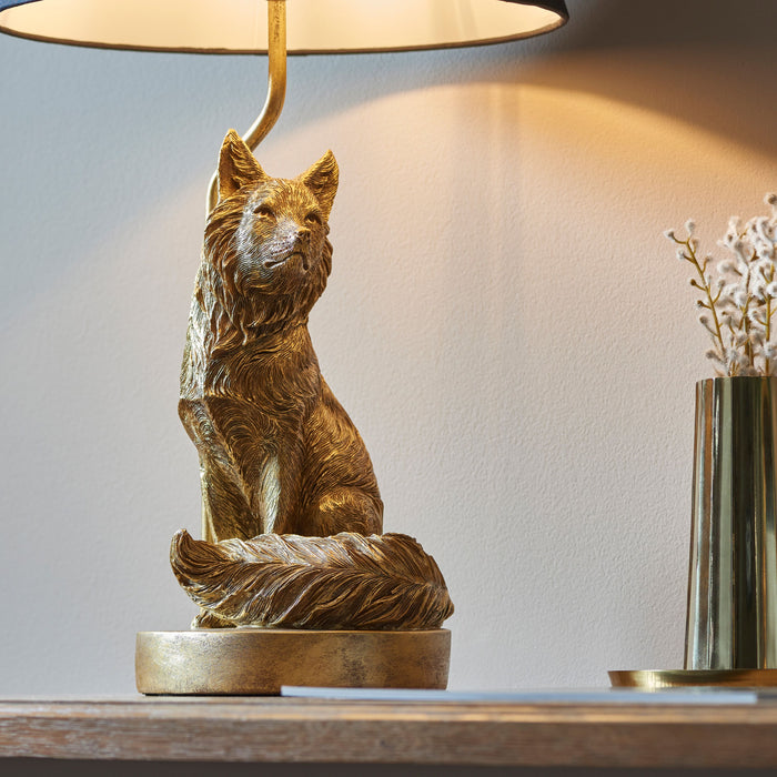 Gold & Black Fox Table Lamp