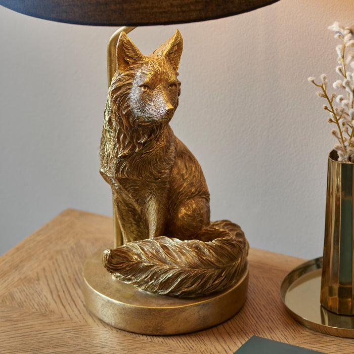 Gold & Black Fox Table Lamp