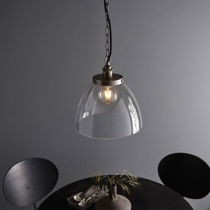 Hansen Silver & Clear Glass Single Pendant Ceiling Light ( Due Back In 15/12/24 )