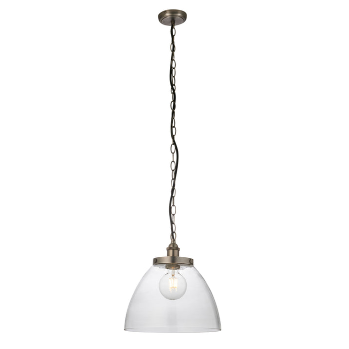 Hansen Silver & Clear Glass Single Pendant Ceiling Light ( Due Back In 15/12/24 )