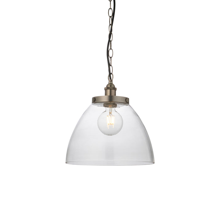 Hansen Silver & Clear Glass Single Pendant Ceiling Light ( Due Back In 15/12/24 )