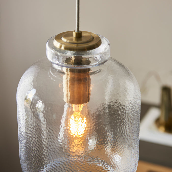 Antique Brass & Glass Pendant Light