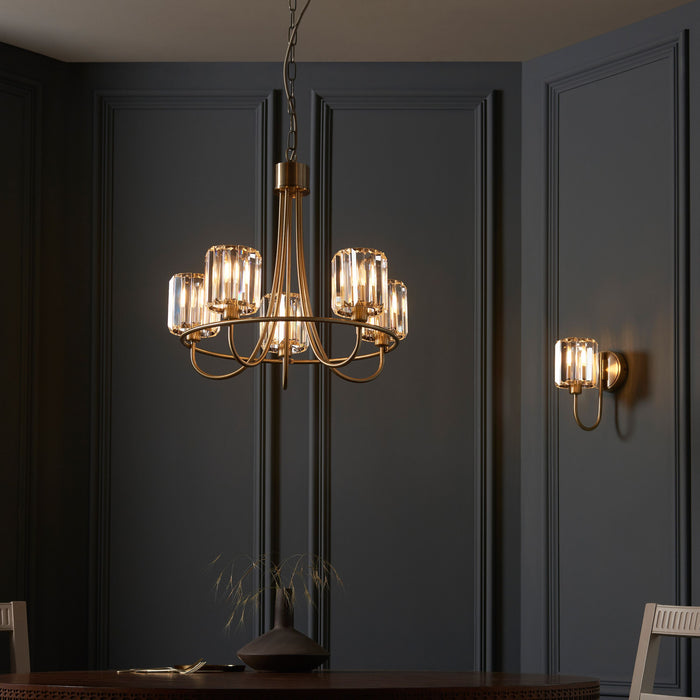 Berenice Ceiling Pendant Light in Antique Brass & Glass