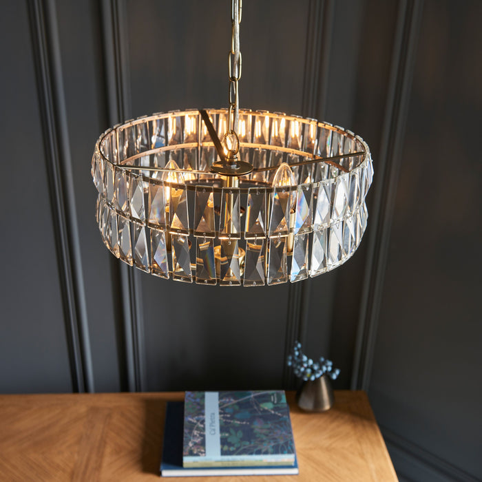 Clifton Antique Brass & Glass Ceiling Pendant Light