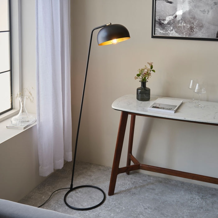 Brair Modern Black & Brass Metal Floor Lamp