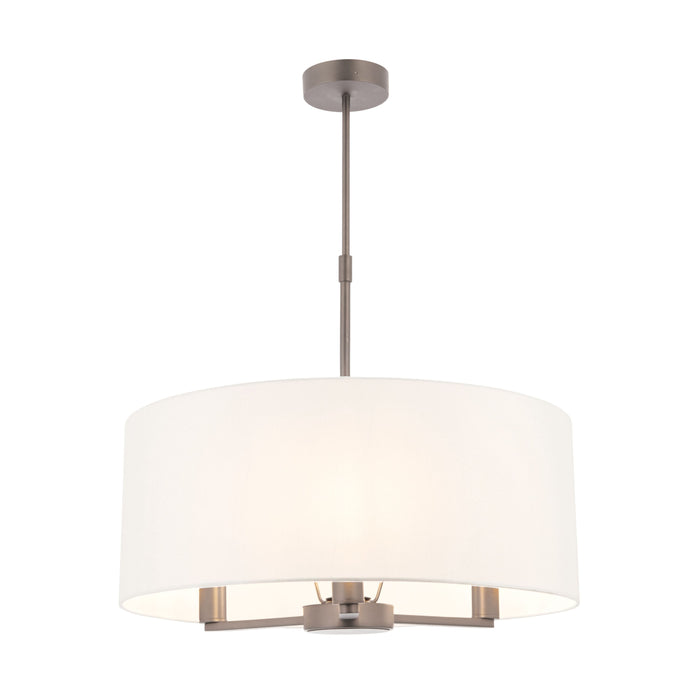 Daley Nickel Single Pendant Ceiling Light With White Shade ( Due Back In 30/10/24 )