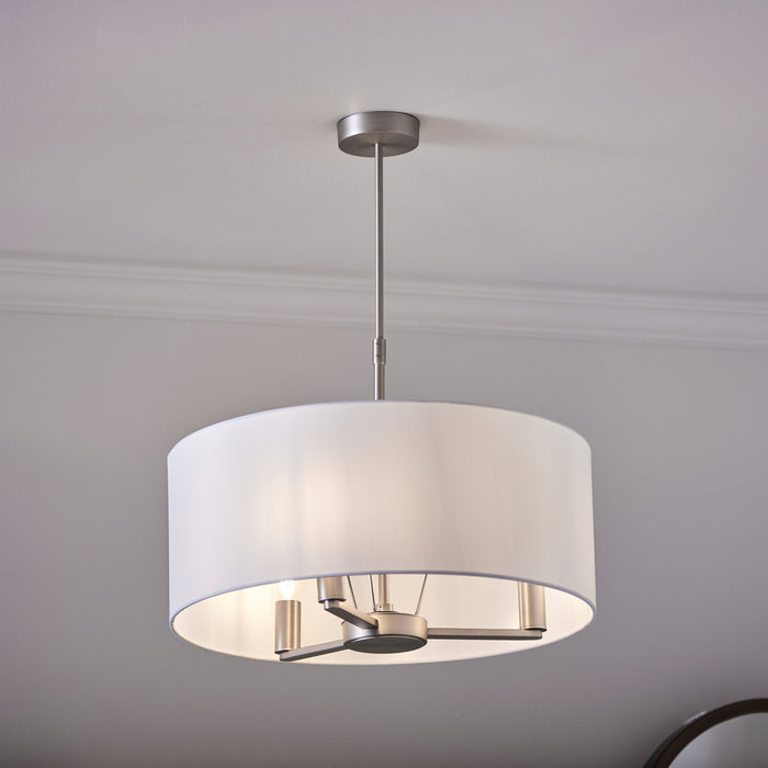 Daley Nickel Single Pendant Ceiling Light With White Shade