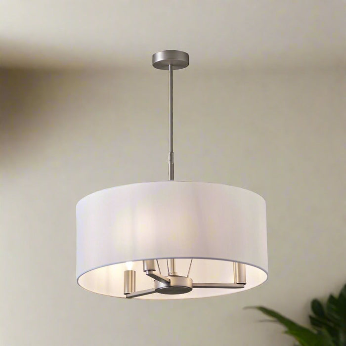 Daley Nickel Single Pendant Ceiling Light With White Shade