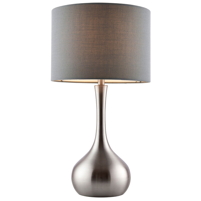 Piccadilly Table Lamp in Satin Nickel & Grey Shade