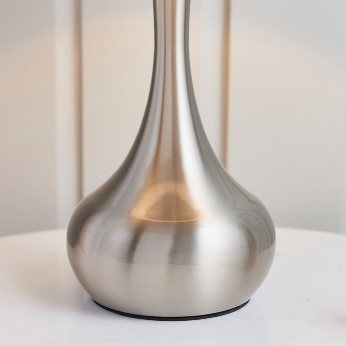 Piccadilly Table Lamp in Satin Nickel & Grey Shade