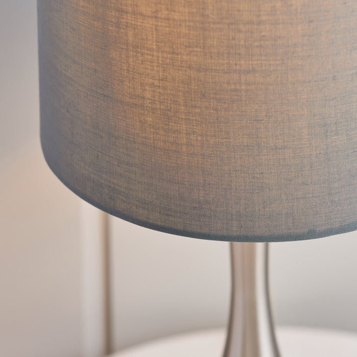 Piccadilly Table Lamp in Satin Nickel & Grey Shade