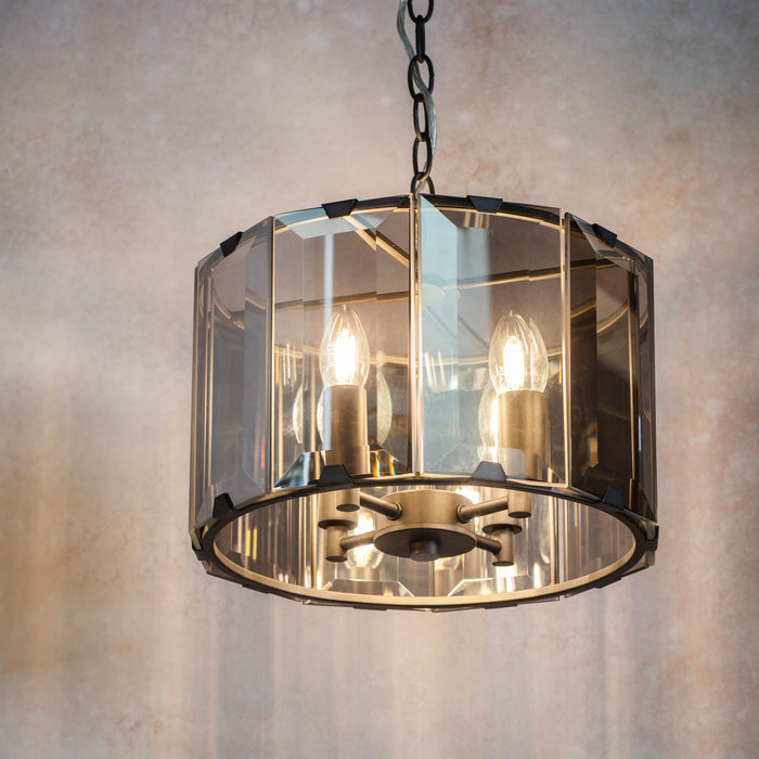 Clooney Ceiling Pendant Light ,Smoked Glass & Grey - Small