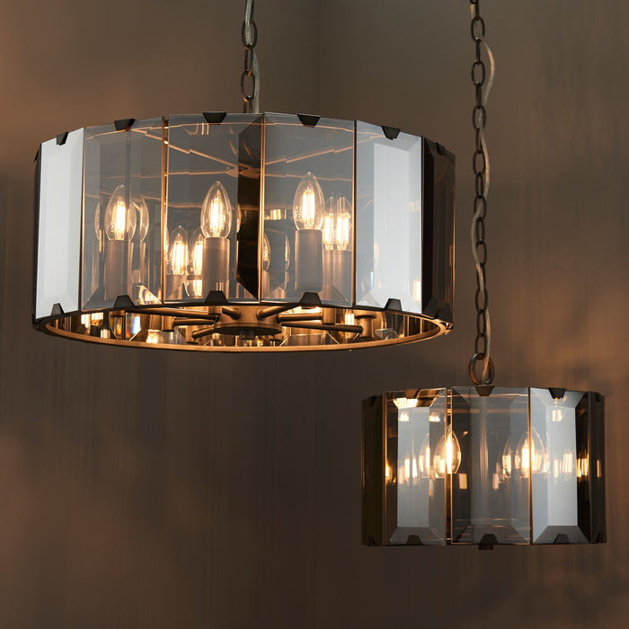 Clooney Ceiling Pendant Light ,Smoked Glass & Grey - Small