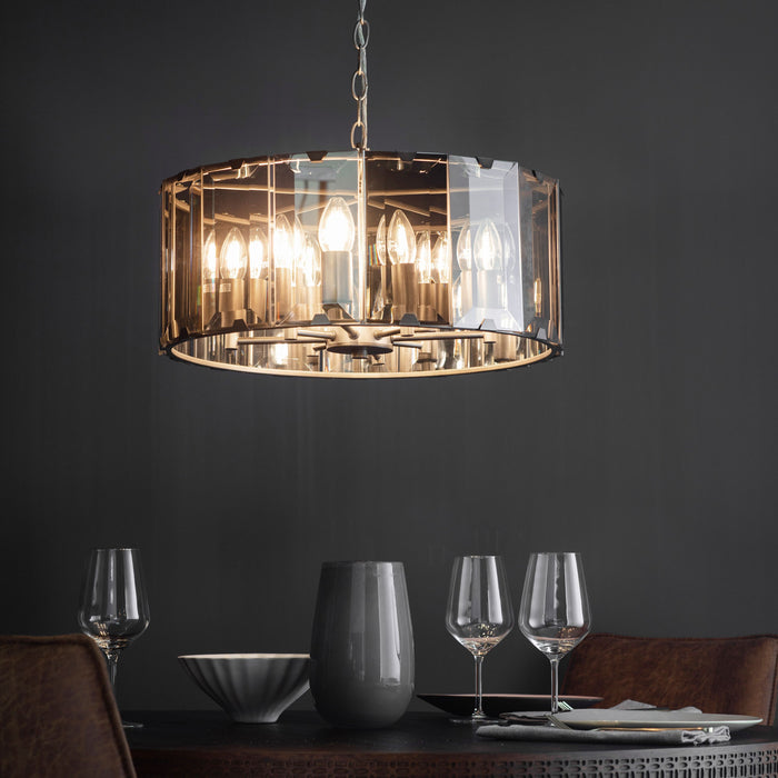 Clooney Smoked Glass & Grey Ceiling Pendant Light