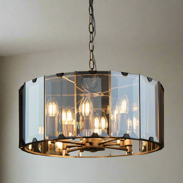 Clooney Smoked Glass & Grey Ceiling Pendant Light