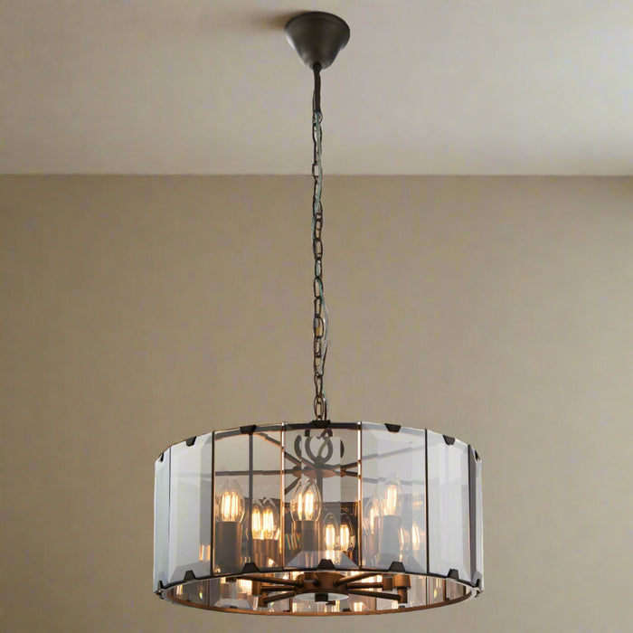 Clooney Smoked Glass & Grey Ceiling Pendant Light