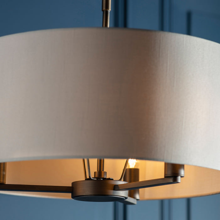 Daley Bronze Single Pendant Ceiling Light With White Shades