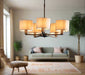 Daley Bronze 5 Pendant Ceiling Light With Off White Shades