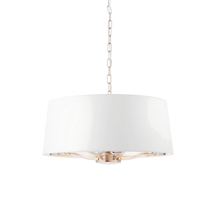 Harvey Chrome Pendant Ceiling Light with Vintage White Shade - Small