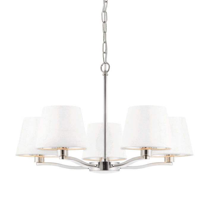 Harvey Chrome Pendant Ceiling Light with Vintage White Shade – Large