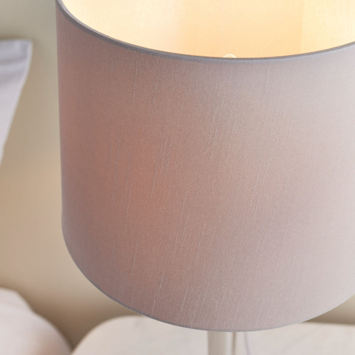 Syon Chrome Base With Beige Shade Table Lamp