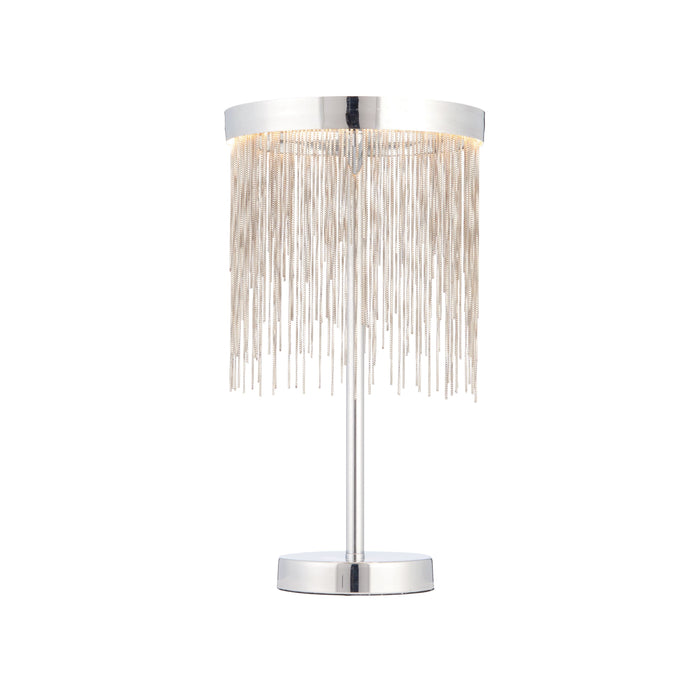 Zelma Chrome Metal Table Lamp With Fringe Shade