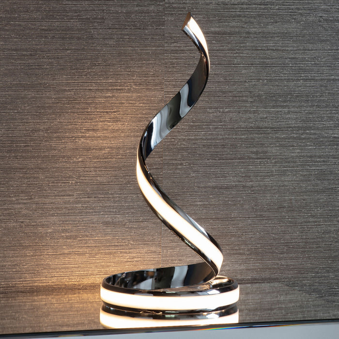 Modern Silver Swirl Plated LED Table Lamp