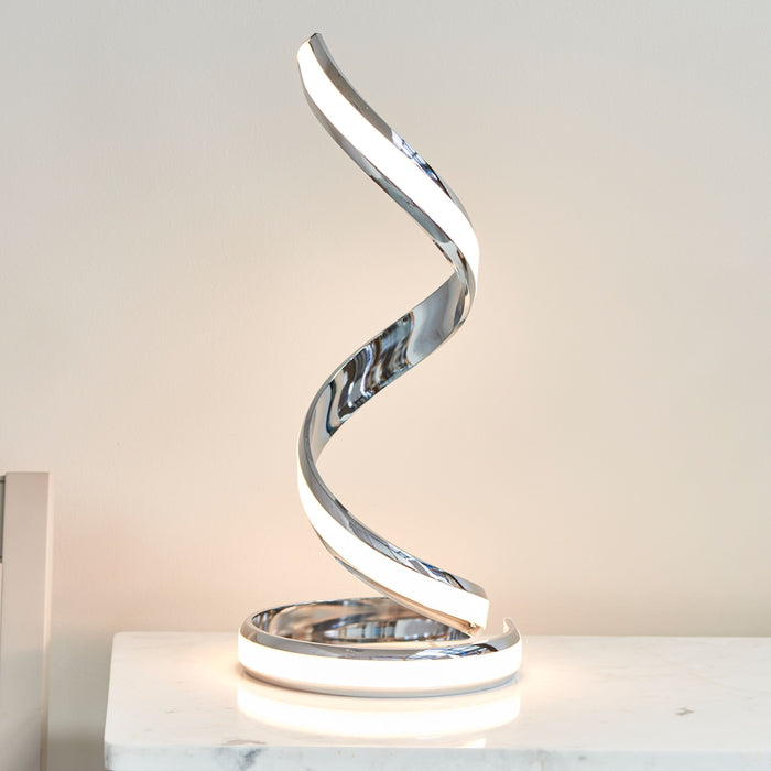 Modern Silver Swirl Plated LED Table Lamp