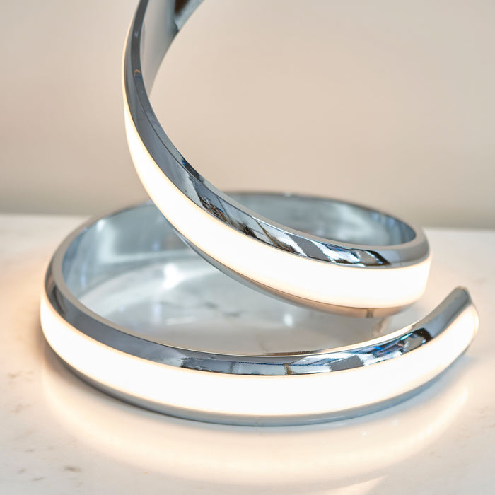 Modern Silver Swirl Plated LED Table Lamp