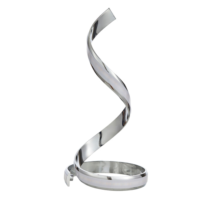 Modern Silver Swirl Plated LED Table Lamp