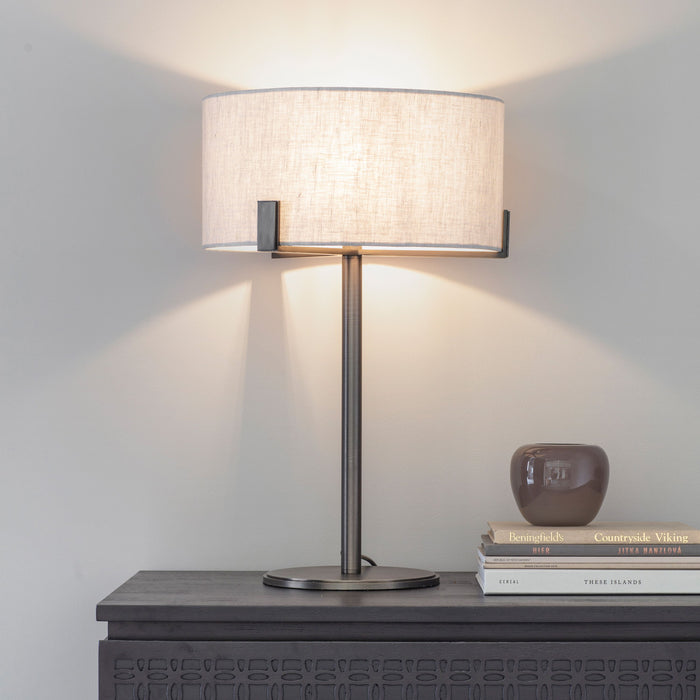 Hayfield Table Lamp, Brushed Bronze & Natural Shade ( Due Back In 26/12/24 )