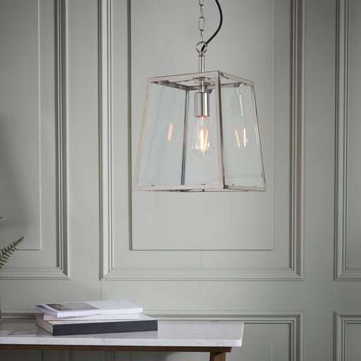 Hurst Ceiling Pendant with Adjustable Height and Bright Nickel Finish