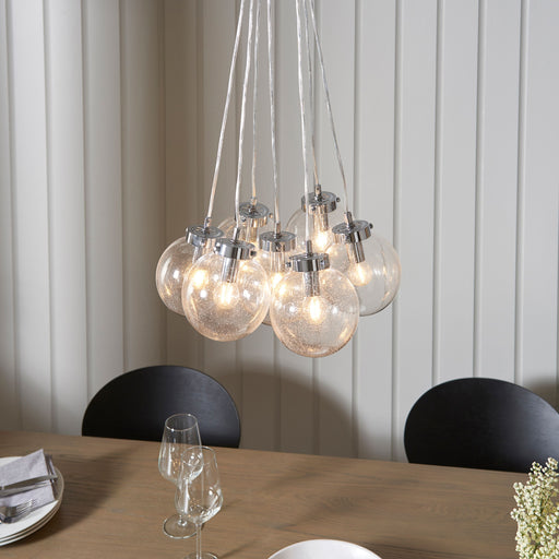 Hartley Chrome & Clear Glass 7 Cluster Pendant Ceiling Light