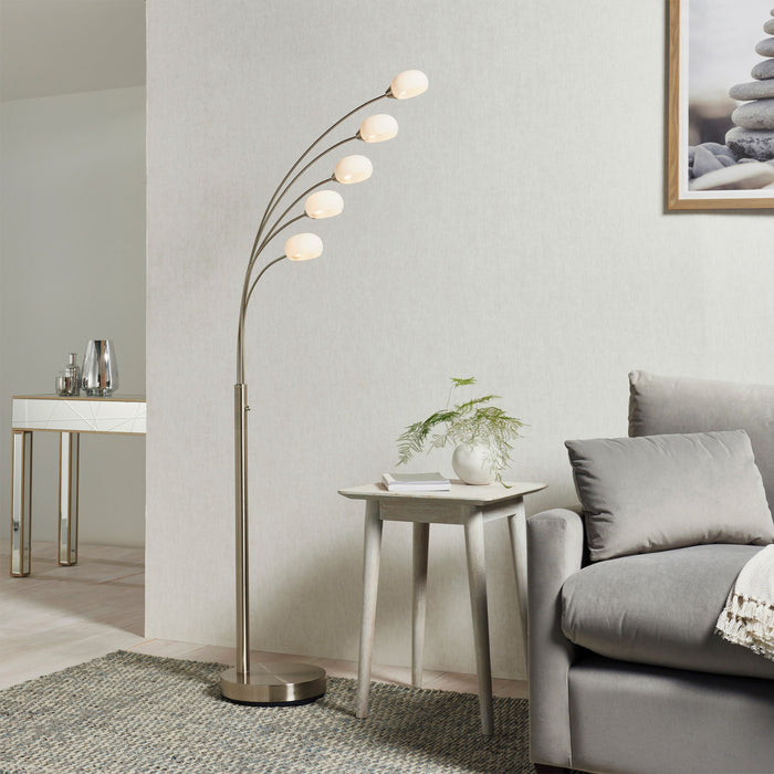 Jaspa Silver & White Metal Floor Lamp Floor - Large