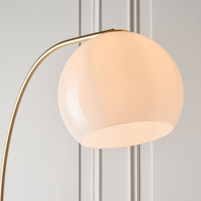 Otto Contemporary Lamp Floor, Brushed Brass Metal, Glass Globe Shade