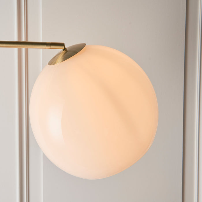 Otto Contemporary Lamp Floor, Brushed Brass Metal, Glass Globe Shade