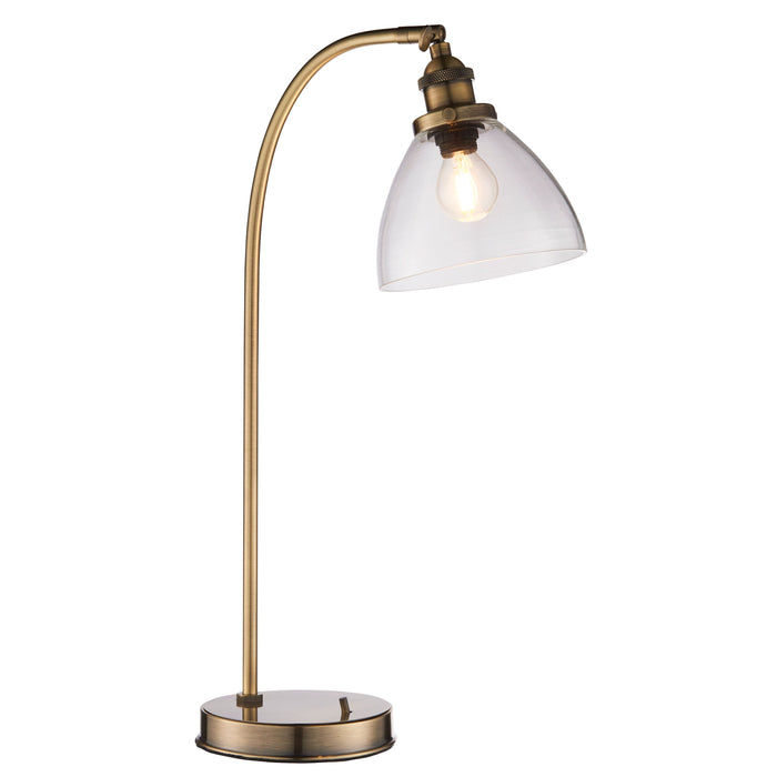 Hansen Lamp Table in Antique Brass / Clear Shade