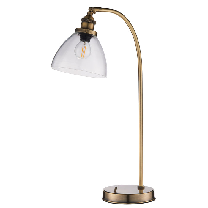 Hansen Lamp Table in Antique Brass / Clear Shade