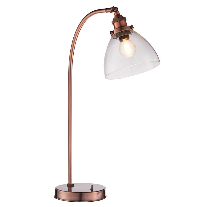 Hansen Lamp Table in Aged Copper / Clear Glass Shade